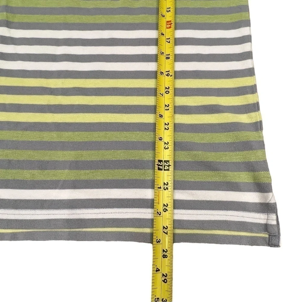 Banana Republic Mens Gray & Green Striped Polo Shirt, Size Medium